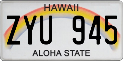 HI license plate ZYU945