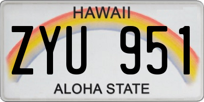 HI license plate ZYU951