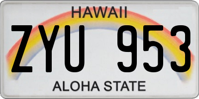 HI license plate ZYU953