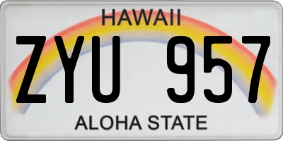 HI license plate ZYU957