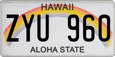 HI license plate ZYU960