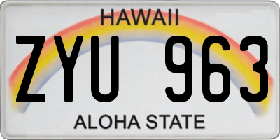 HI license plate ZYU963