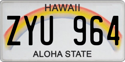 HI license plate ZYU964