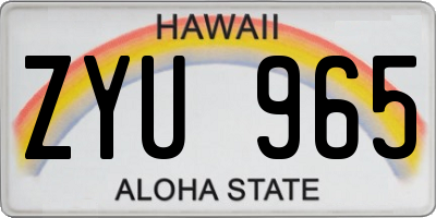 HI license plate ZYU965