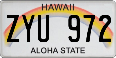 HI license plate ZYU972
