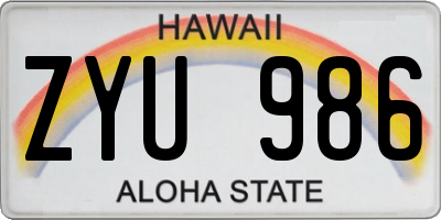 HI license plate ZYU986