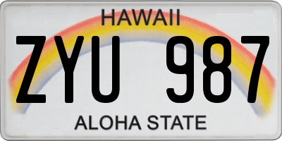 HI license plate ZYU987