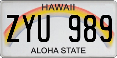 HI license plate ZYU989