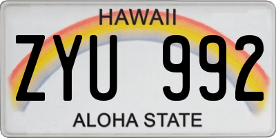 HI license plate ZYU992