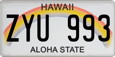HI license plate ZYU993