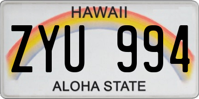 HI license plate ZYU994
