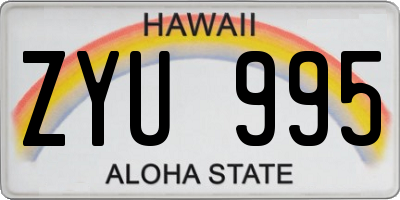 HI license plate ZYU995