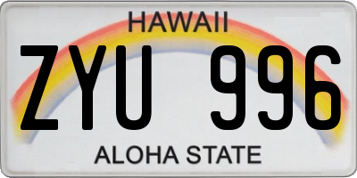 HI license plate ZYU996
