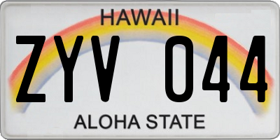 HI license plate ZYV044