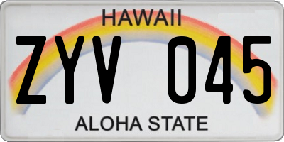 HI license plate ZYV045