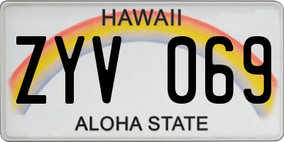 HI license plate ZYV069