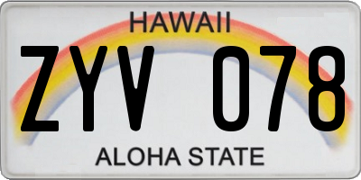 HI license plate ZYV078
