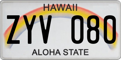 HI license plate ZYV080