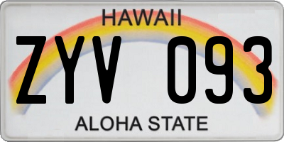 HI license plate ZYV093