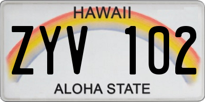 HI license plate ZYV102