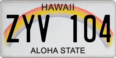 HI license plate ZYV104