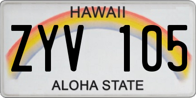 HI license plate ZYV105