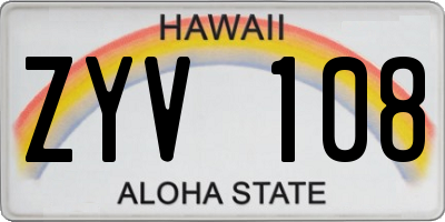 HI license plate ZYV108