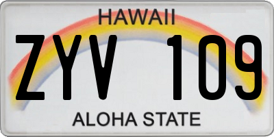 HI license plate ZYV109