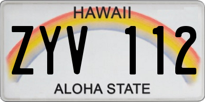 HI license plate ZYV112