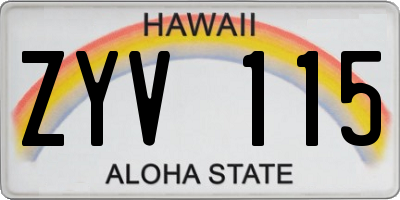 HI license plate ZYV115