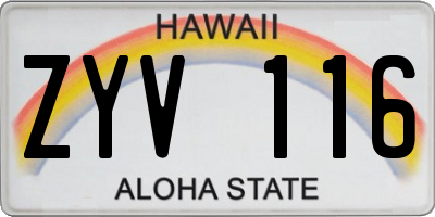 HI license plate ZYV116