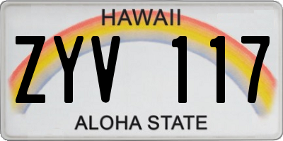 HI license plate ZYV117