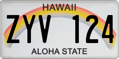 HI license plate ZYV124
