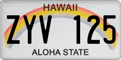 HI license plate ZYV125