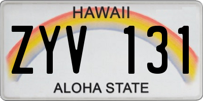 HI license plate ZYV131