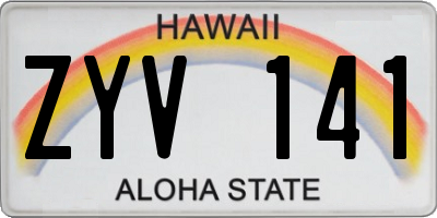 HI license plate ZYV141
