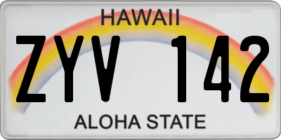 HI license plate ZYV142