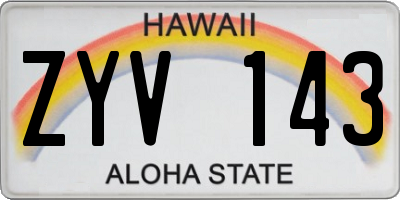 HI license plate ZYV143