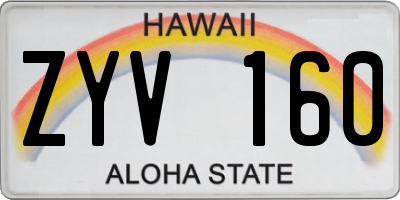 HI license plate ZYV160