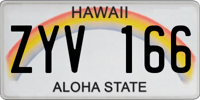 HI license plate ZYV166