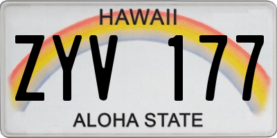 HI license plate ZYV177