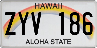 HI license plate ZYV186