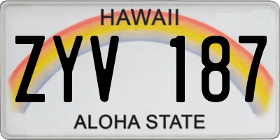 HI license plate ZYV187