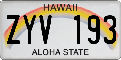 HI license plate ZYV193