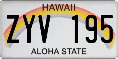 HI license plate ZYV195