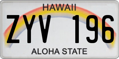 HI license plate ZYV196