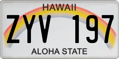 HI license plate ZYV197