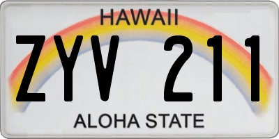 HI license plate ZYV211