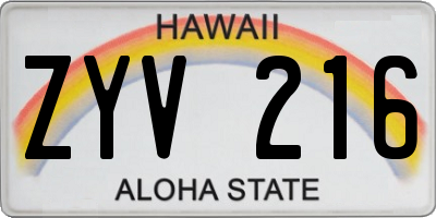 HI license plate ZYV216