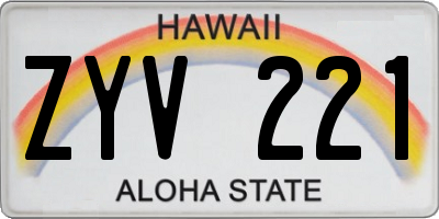 HI license plate ZYV221